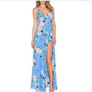 Yumi Kim Rush Hour Maxi Dress blue floral print wrap vacation tropical summer